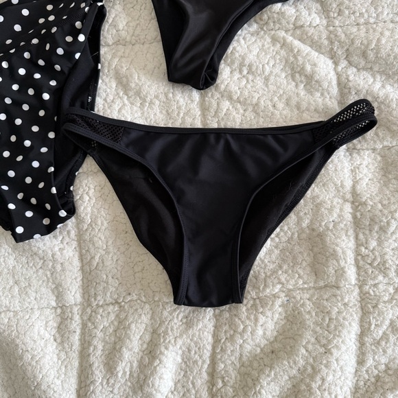 3-Pack Black Bikini Bottoms with Polka Dot Accent - Picture 2 of 4